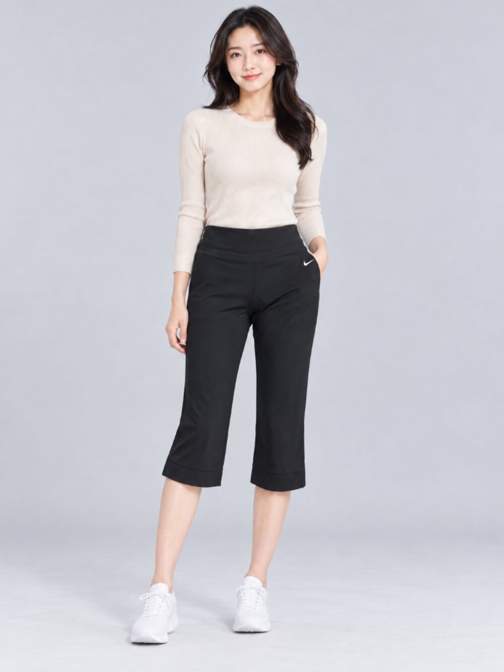 Nike Women’s Dri-FIT Wide Leg Capri Pants Size S Black Cropped Athletic Pants